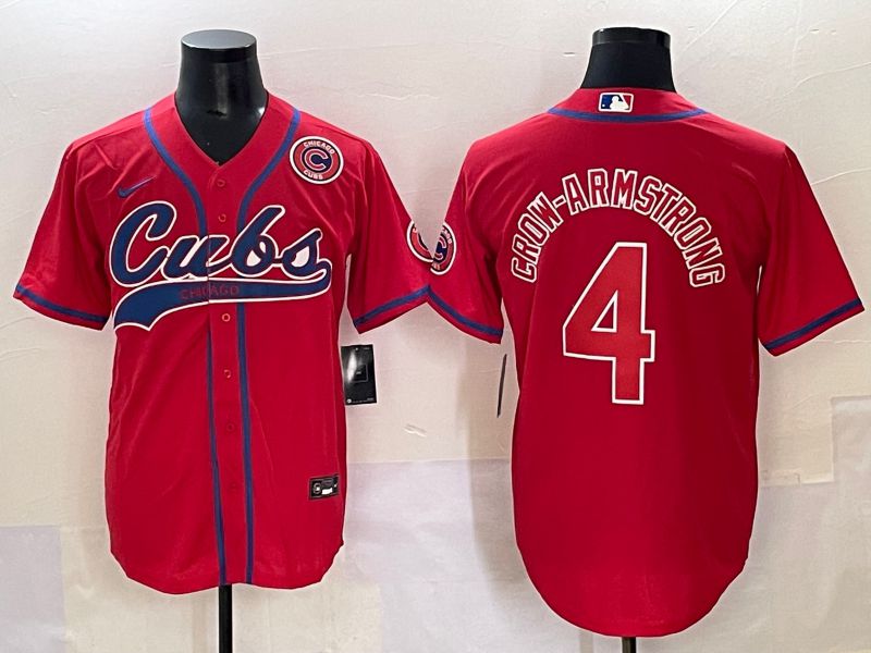 Men 2025 Chicago Cubs #4 Crow-Armstrong Red Joint Name Nike MLB Jersey style 7->chicago cubs->MLB Jersey